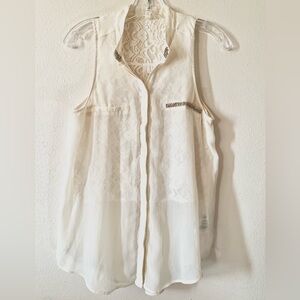 Guess Chiffon & Lace Layered Blouse M